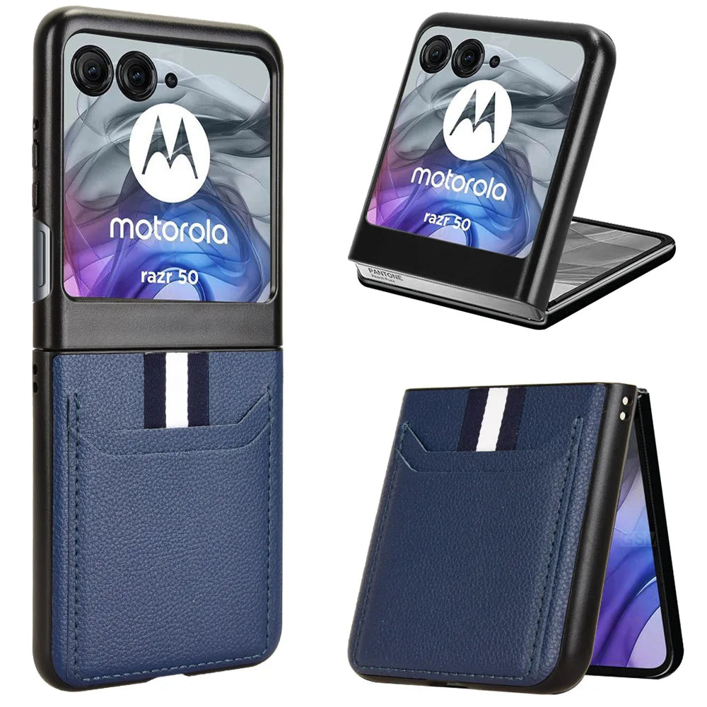 PU Leather Texture Case for Motorola Razr 60 50 Ultra Moto Razr 40 Plus 2024 2023 Cover Card Slots Lightweight Coque Fundas Capa
