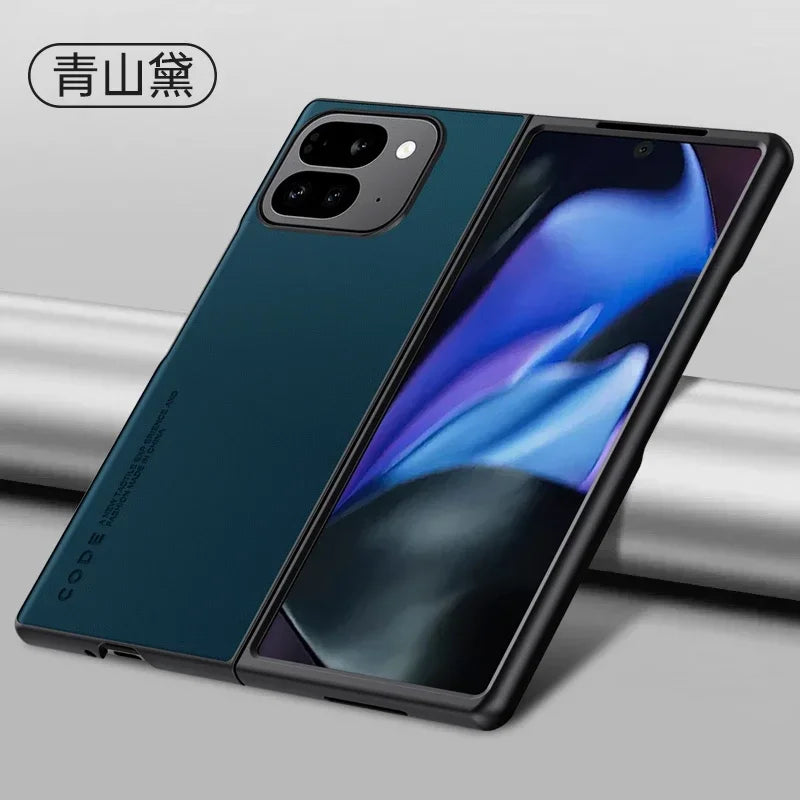 Plain PU Leather Phone Case For Google Pixel 9 Pro Fold Matte Cover Silicone Shockproof Soft Edge Back Cover For Pixel Fold2