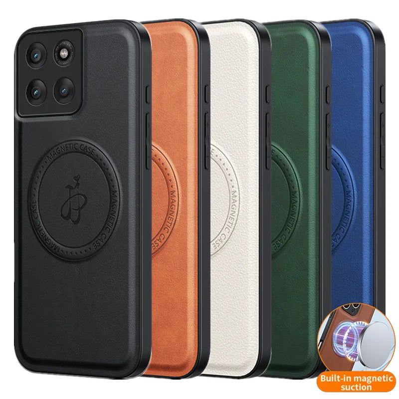 PU Leather Wireless Charging Magnetic Case for Motorola Moto G56 G86 5G Fusion Protective Cover Hard Back Shell Coque