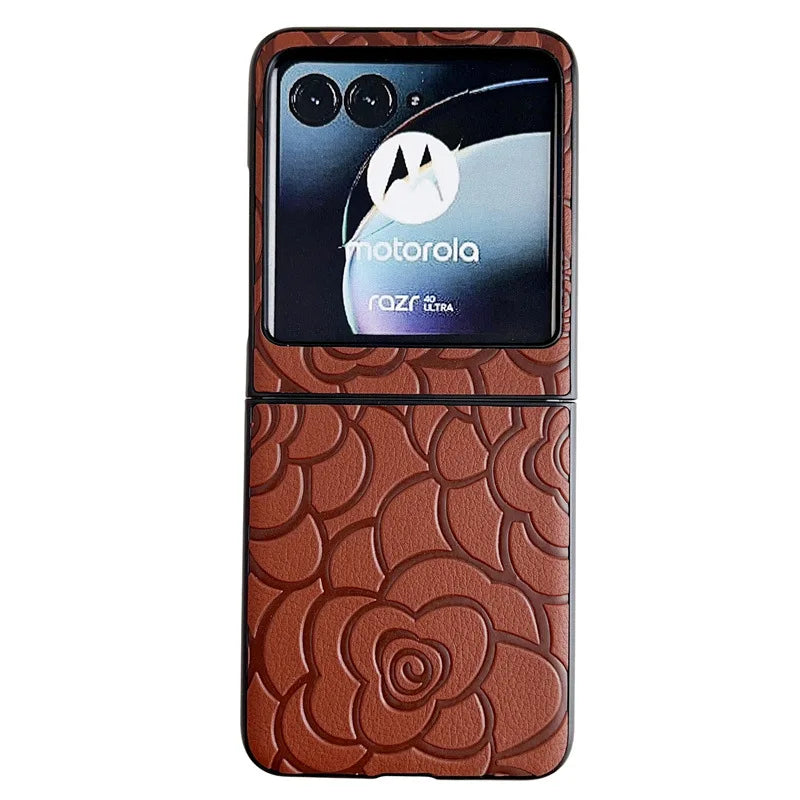Moto Razr 50 Ultra 2024 Flower Leather Phone Case for Motorola Razr 50 40 Ultra Razr 50 40 Protective Shockproof Cover