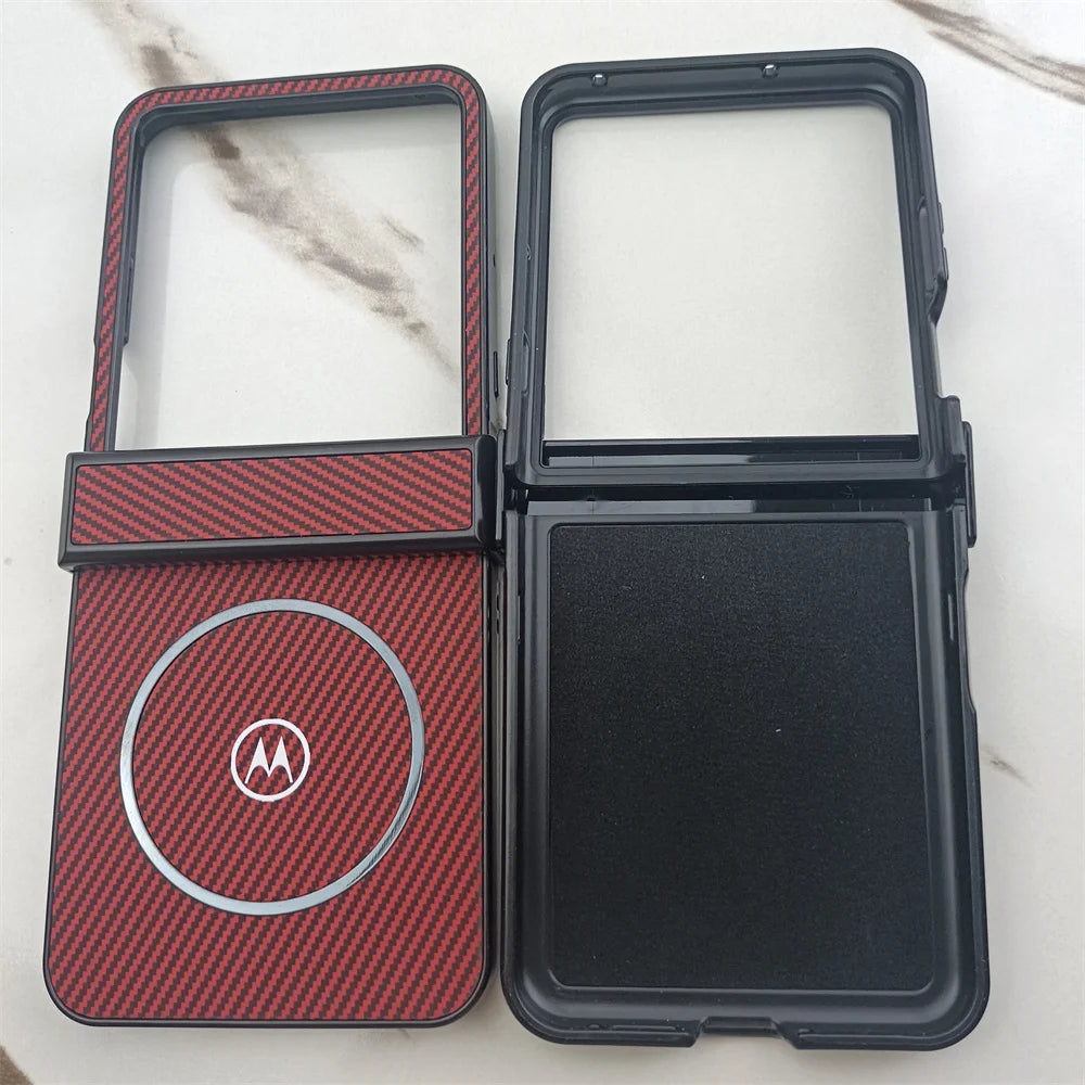 Matte Hard Carbon Fiber Texture Pattern Magnetic Case For Motorola Razr 60 50 Ultra Razr60 For Magsafe Wireless Charging Cover