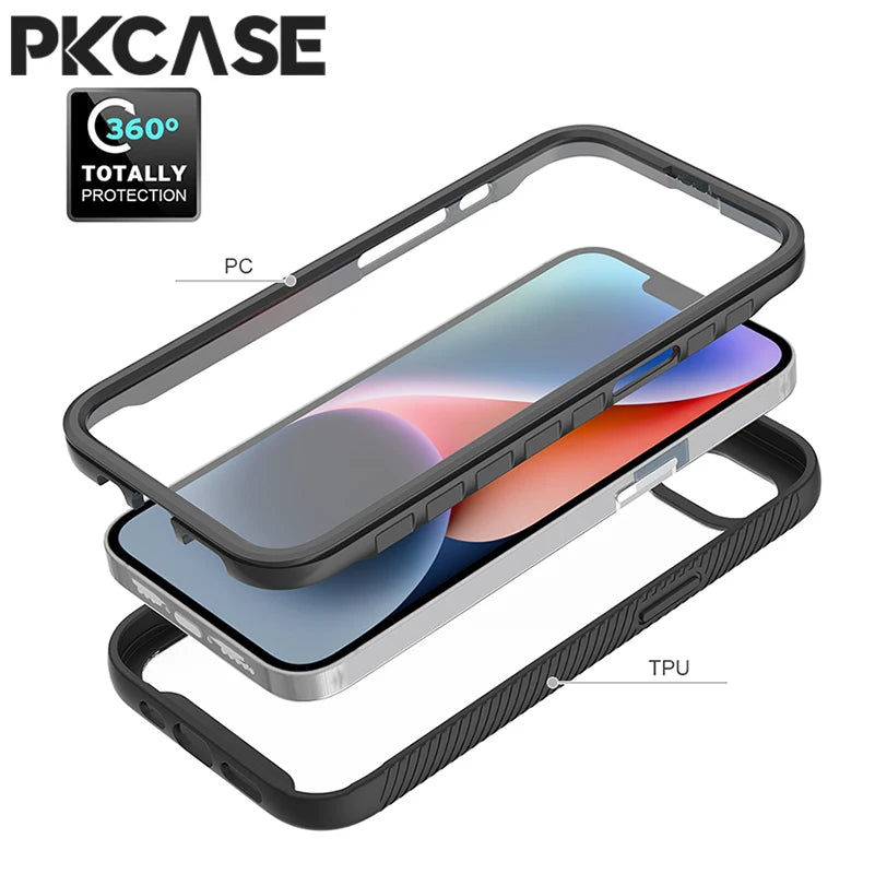 PKCASE 360 Full Coverage Case For Google Pixel 10A 9A 8A 7A 6A Shockproof Clear Armor Cover For Pixel 10 9 8 7 Pro XL