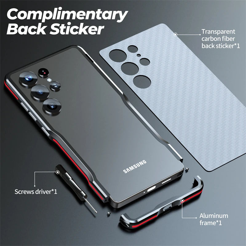 For Samsung Galaxy S25 S24 S23 Ultra Metal Frame Case Aviation Aluminum Alloy Armor Bumper Shockproof Cover for Galaxy S25Ultra