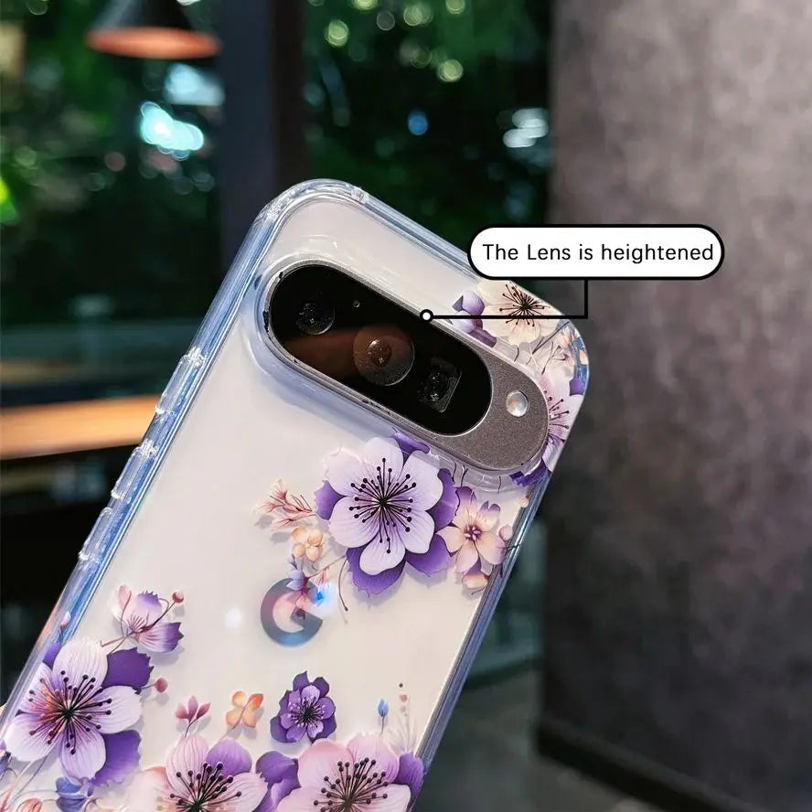 Painting Flower Pattern Clear Phone Case For Google Pixel 10 9 Pro XL 10 9 Pro 9A Printing Floral Shockproof Bumper Hard Cover