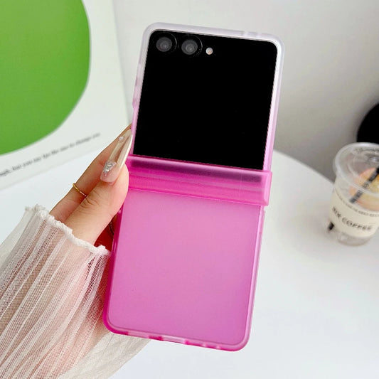 Candy Color Gradient Case For Samsung Galaxy Z Flip 7 6 5 4 3 7 5G Flip7 FE Skin Feel 3-piece Set Translucent Frosted Back Cover
