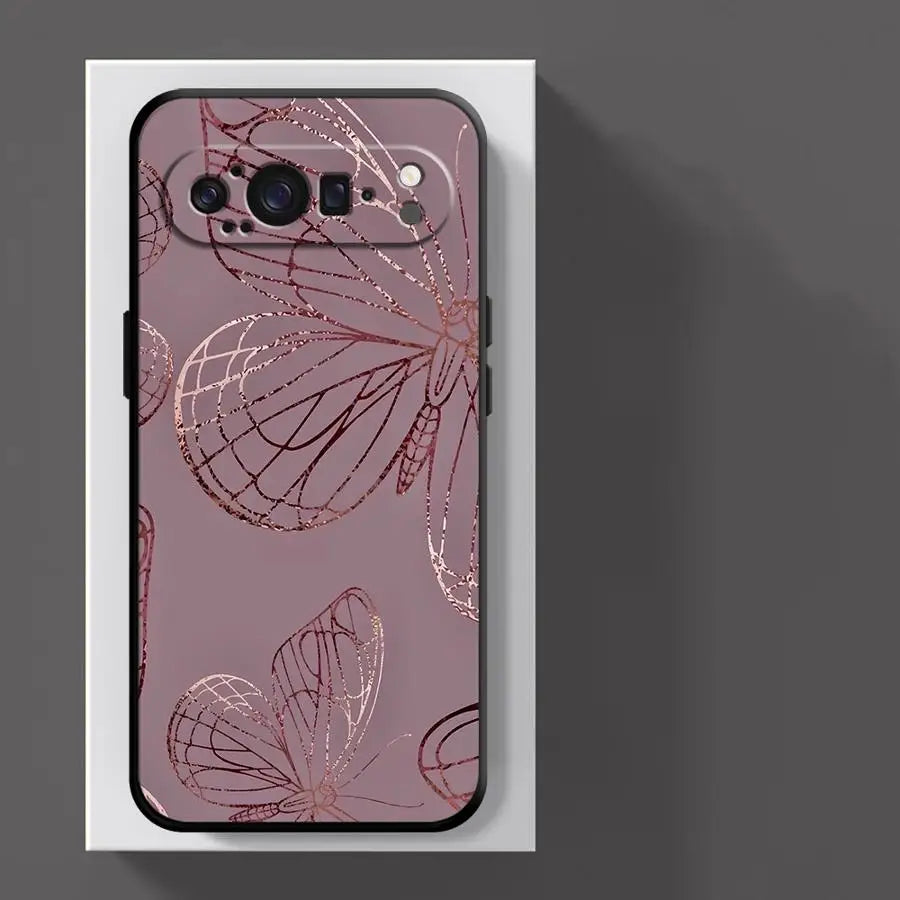 Pink Metallic Flowers Funda Phone Cover Case for Google Pixel 10A 7a 6a 10 9 Pro XL 9a 6 7 8 Pro 8a