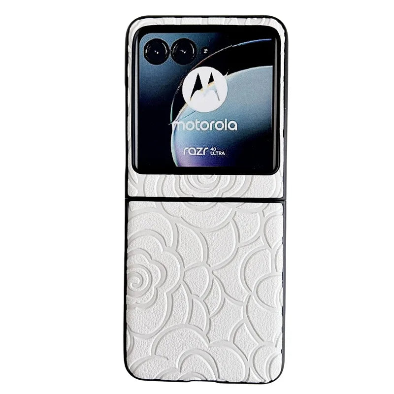 Moto Razr 50 Ultra 2024 Flower Leather Phone Case for Motorola Razr 50 40 Ultra Razr 50 40 Protective Shockproof Cover