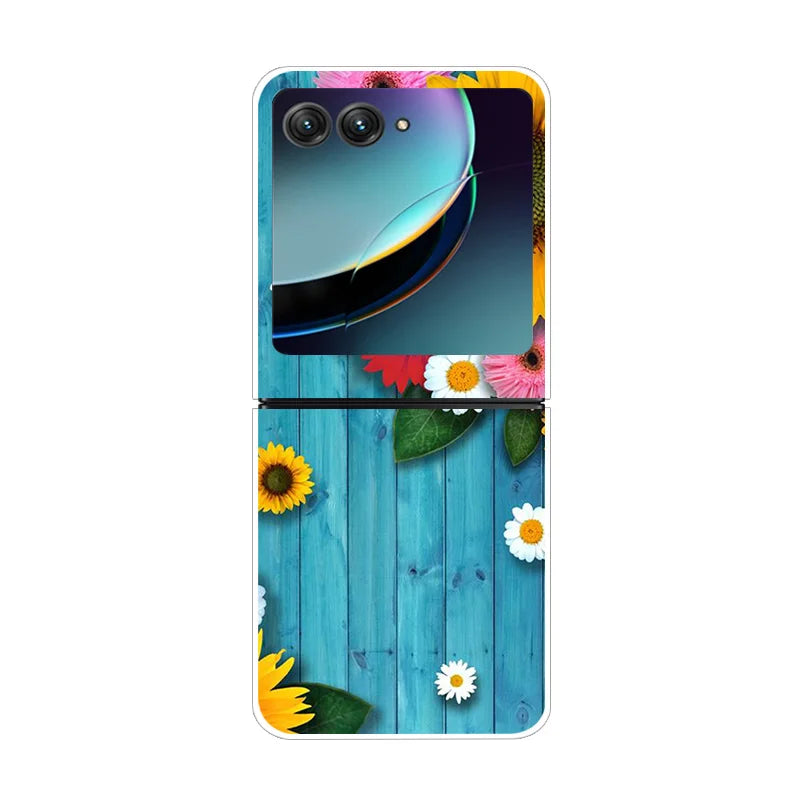 For Motorola Razr 40 Ultra Phone Case Flower Painted Clear Plastic PC Hard Back Cover For Moto Razr 40 Ultra Case 40Ultra 6.9"