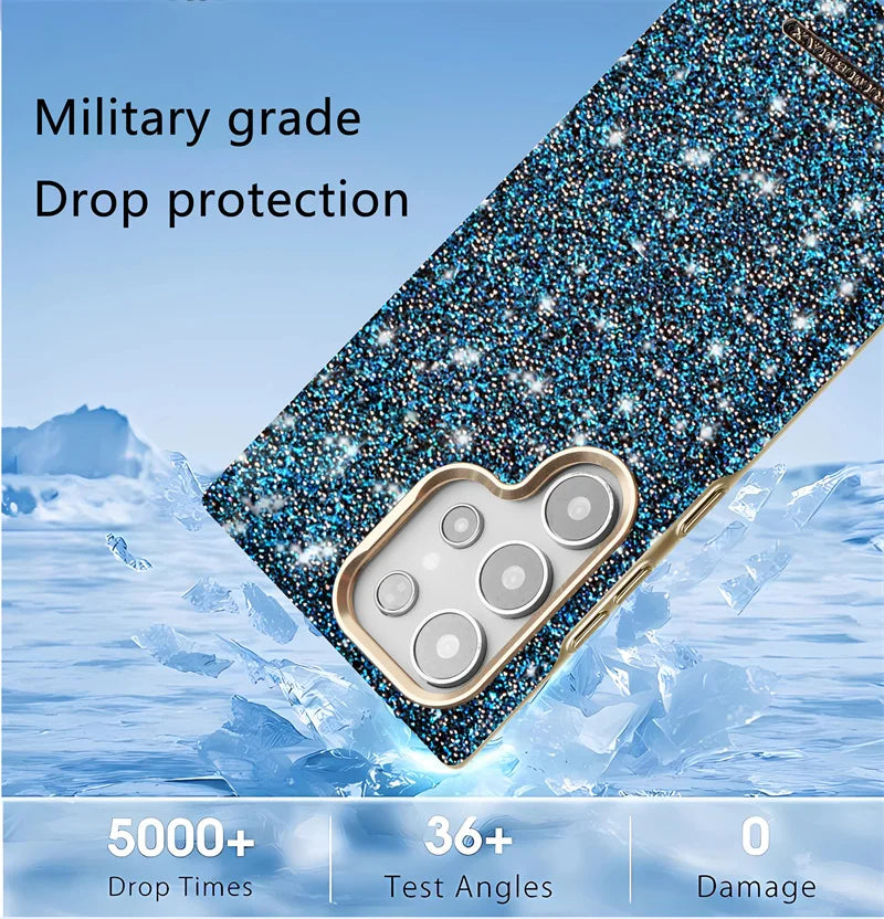For Samsung Galaxy S24 S25 Ultra S25 Plus Electroplated Flash Powder Magsafe Phone Cas Fall Prevention Wireless Charging Cover