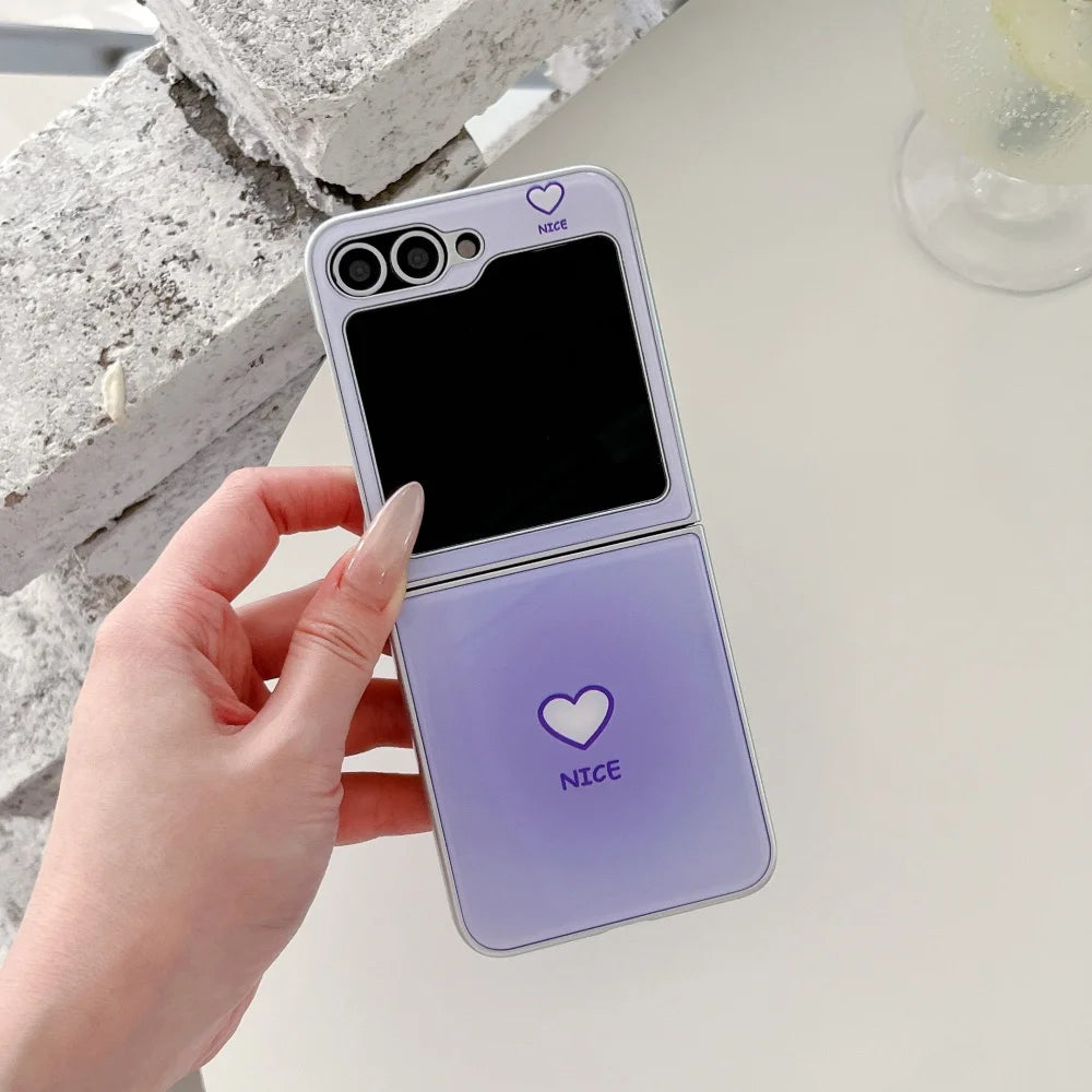 Cute Dye diffusion Heart Hard PC Case for Samsung Galaxy Z Flip 8 7 6 5 4 Flip8 Z flip 8 Camera Protection Women Girls Cover