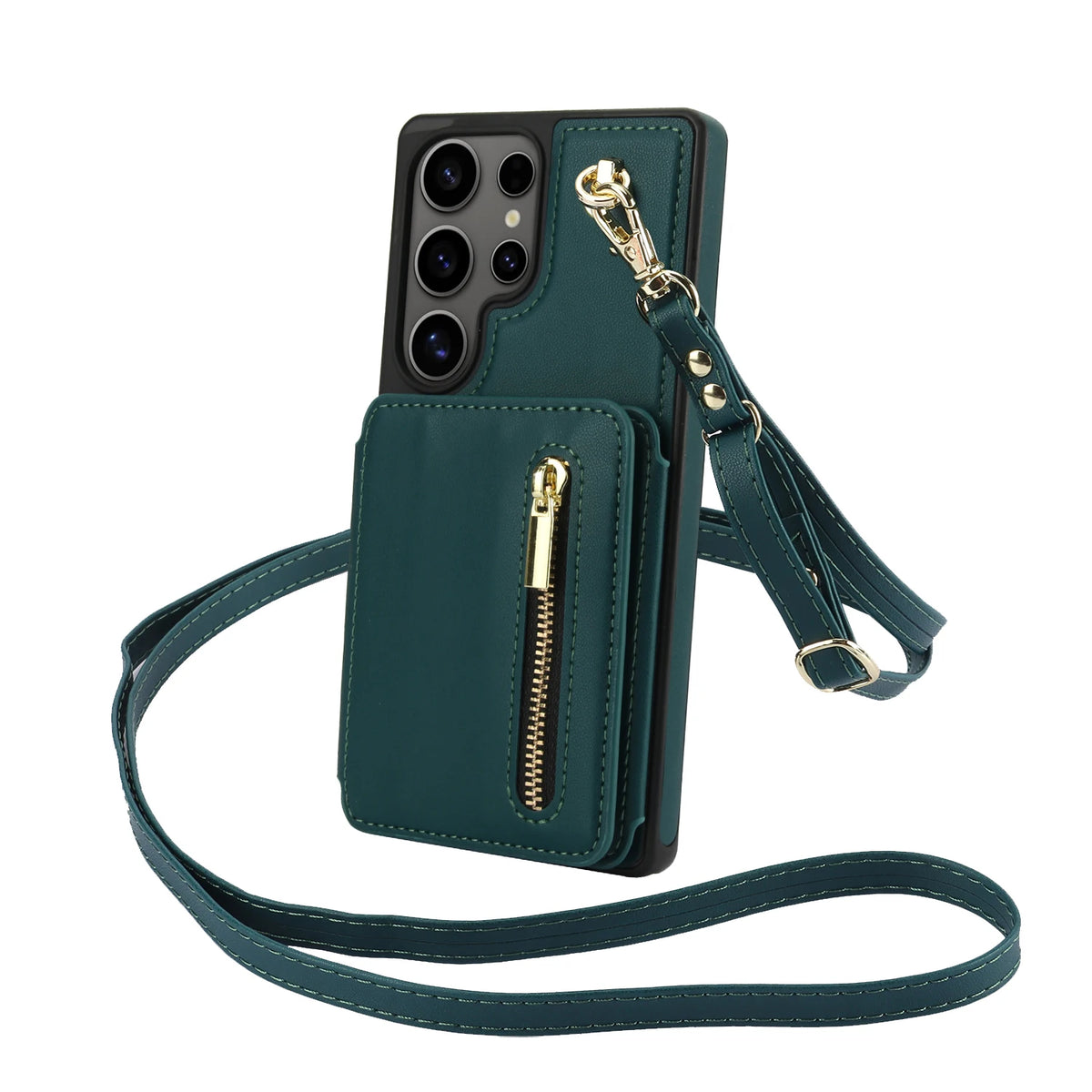 Crossbody Zipper Cards Solt Leather Case For Samsung Galaxy S25 Ultra S24 S23 S22 Plus A16 A26 A36 Kickstand Lanyard Purse Cover