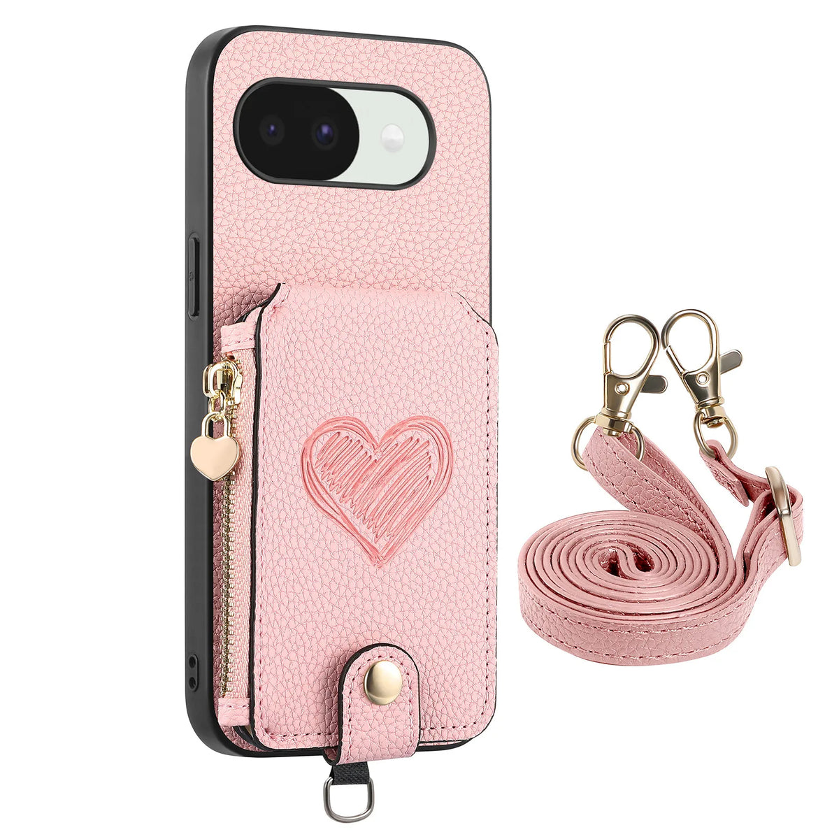 Crossbody Long Lanyard Zipper Cards Sold Wallet Leather Case for Google Pixel 10 Pro XL 9A 8A 7A 6A Shockproof Stand Slim Cover