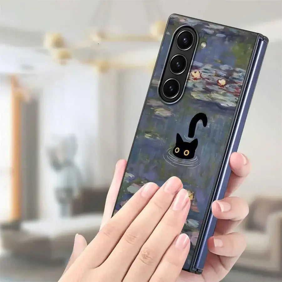 Case for Samsung Galaxy ZFold6 ZFold4 ZFold5 ZFold7 Z Fold 7 6 5 4 3 ZFold3 Back Phone Cover Super Cute Kitten