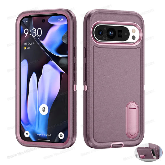 Military Grade Shockproof Cover For Google Pixel 9 Pro XL 3IN1 Anti-Shock Strong Stand Case For Google Pixel 9 Pro Armor Bumper