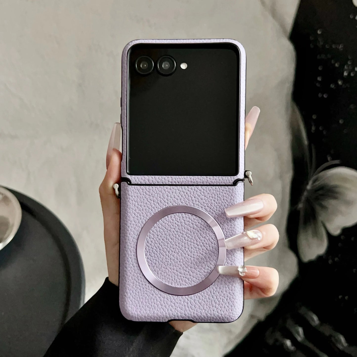 For MagSafe Magnetic Wireless Charging Litchi Texture PU Leather Case For Motorola Moto Razr 60 50 Ultra Plus 2024 Mobile Cover