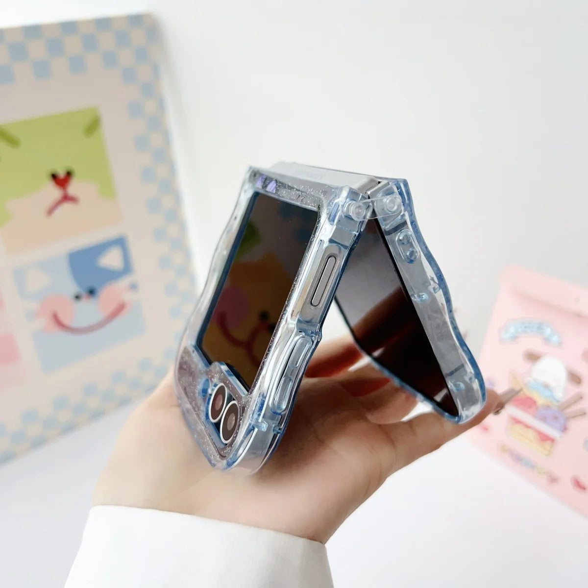 Luxury Cute Arc Wave Butterfly Bling Glitter Laser Sequins Case For Samsung Galaxy Z Flip 6 5 4 3 Soft Silicone Shockproof Cover