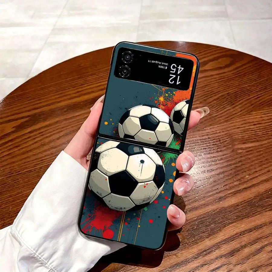 Phone Cover Case for Samsung Galaxy Z Fold 7 6 5 4 3 Z Flip 7 6 5 4 3 Soccer Ball Art