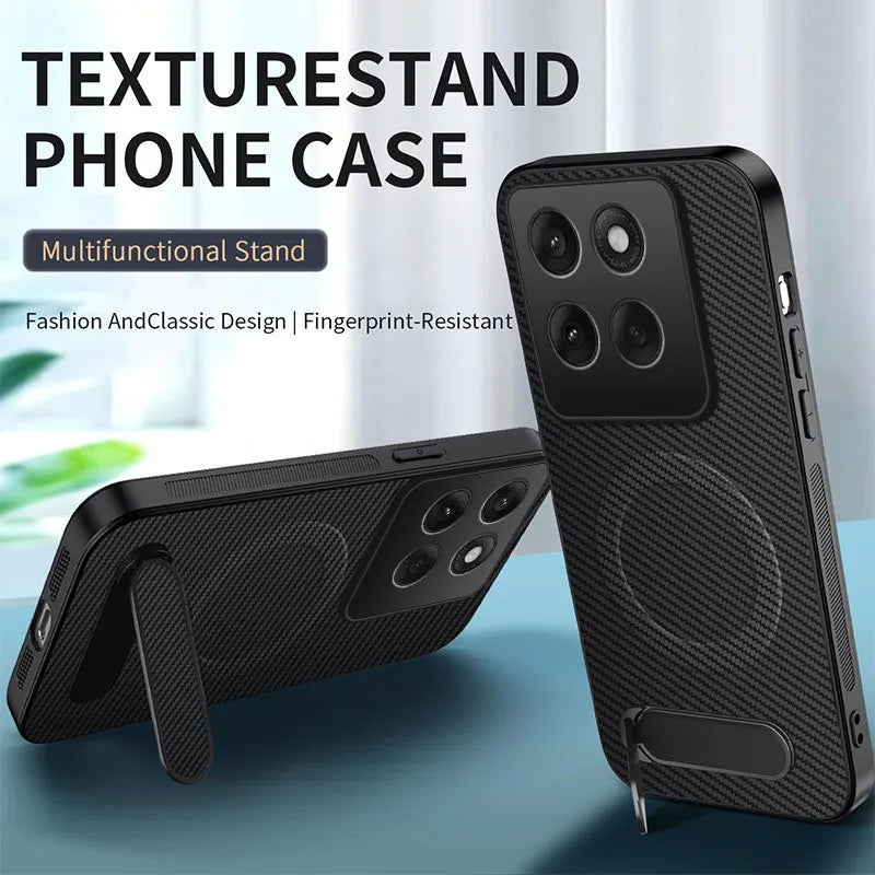 Luxury Carbon Fiber Texture Magnetic Case For Motorola Moto Edge 70 60S 50 Neo Ultra Fusion Pro Anti-fall Foldable Stands Cover