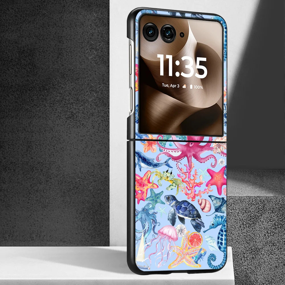 Phone Cover Phone Case for Motorola Razr 70 Razr Fold 50 60 Ultra 50/60 70 Plus Seashell Conch Art