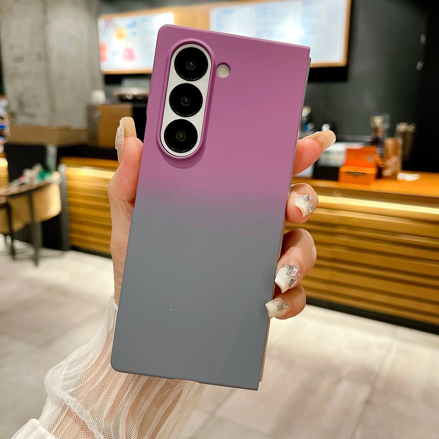 Fashion Gradient Contrast Color Phone Case For Samsung Galaxy Z Fold 6 5 4 Splice Color Shockproof Protection Bumper Hard Cover