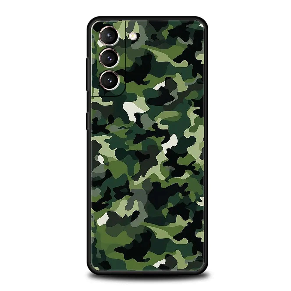 Camouflage Camo Military Army Phone Case For Samsung Galaxy S25 S24 S23 FE S22 Ultra S20 S21 5G S10 Plus S10E Soft Black Cover