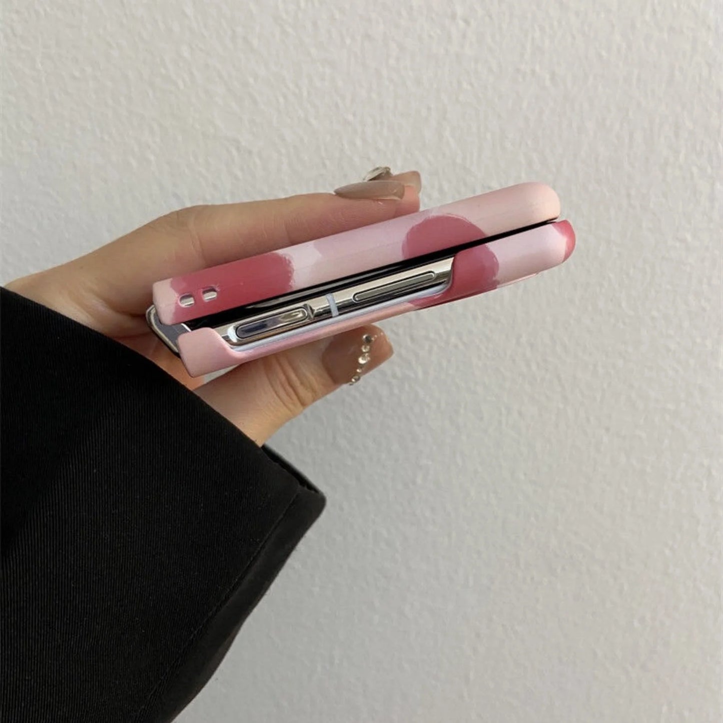 Cute Pink Love Heart Phone Case with Bow Beads Ring Bracelet for Motorola Razr50 Razr 50 Ultra 50ultra Shockproof Back Cover