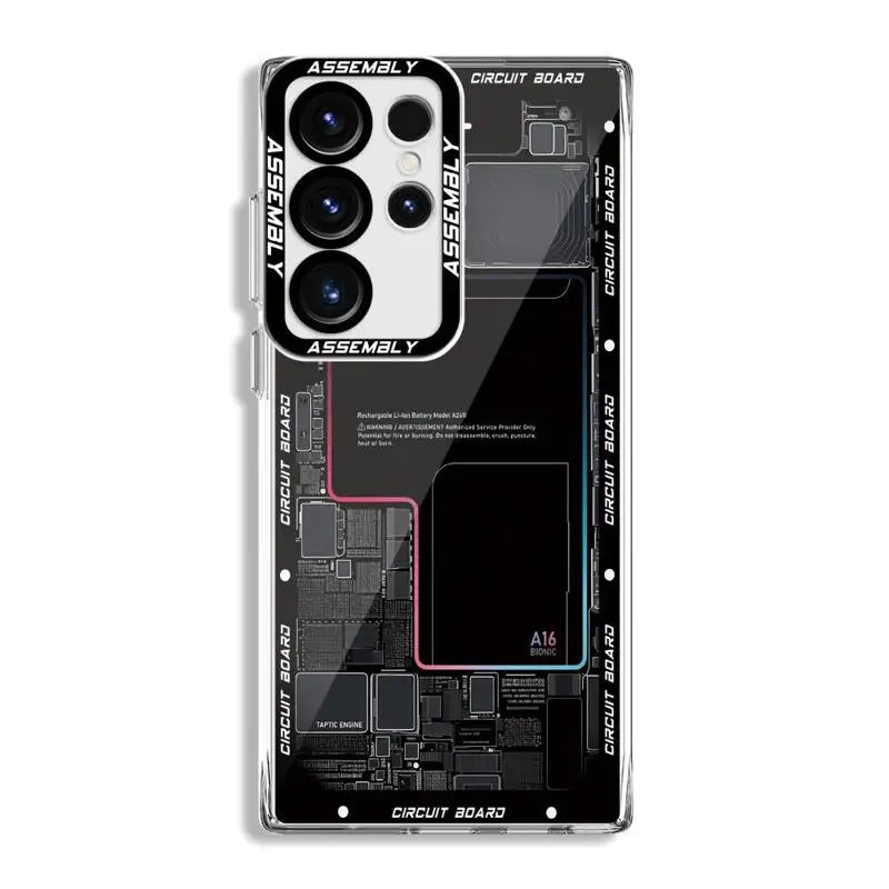 Circuit Board Pattern Case for Samsung Galaxy S24 Ultra S20 FE S21 S22 Plus S23 Ultra 5G S23 FE Transparent Clear Soft Silicone