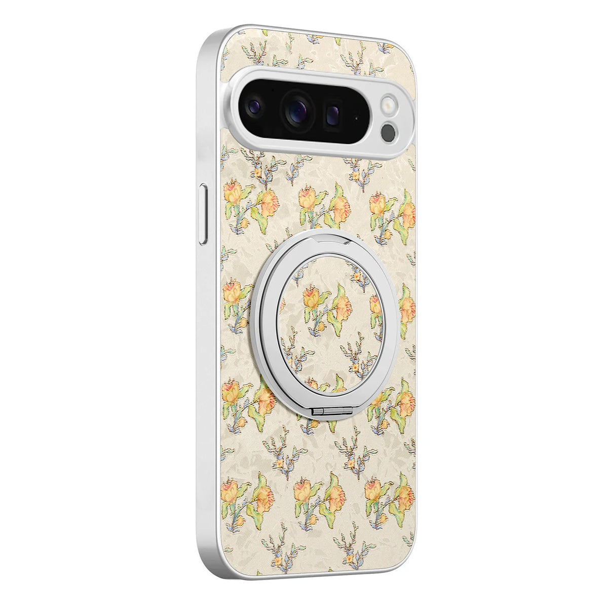 360 Rotating Magnetic Bracket Plant Flower Leather Phone Case for For Google Pixel 11 PRO/PRO-XL/10/9 A PRO XL Kickstand Cover
