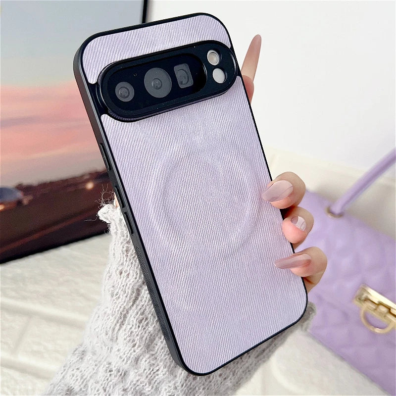Luxury Magnetic Denim Case For Google Pixel 10 9a 9 ProXL 8 8a 7 7a 6 6a Pro 5G Lens Protection For Magsafe Shockproof Cover