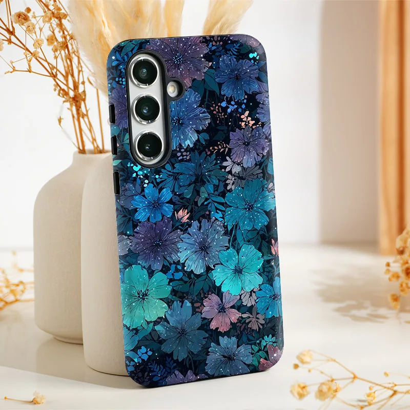 2 IN 1 Film shell Retro Flower Cover For Samsung S25 S24 S23 S22 S21 Plus Ultra S25 Edge S20 FE A56 A16 15 26 36 Phone Case