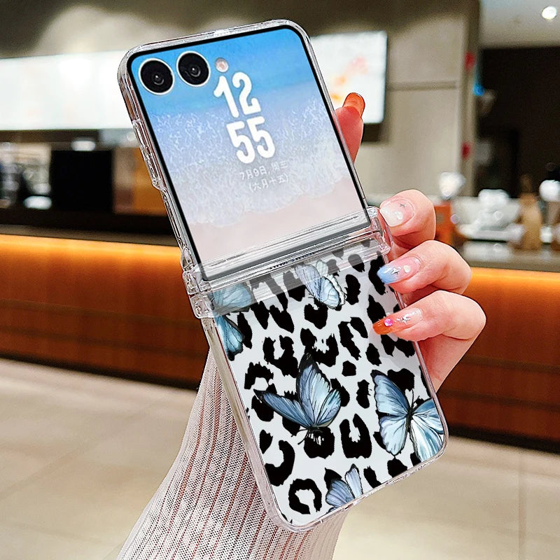 Leopard Lips Print Phone Case For Samsung Galaxy Z Flip 8 7 FE 6 5 4 3 5G Hard PC Folding Cover For Samsung Z Flip8 Flip7 Flip6