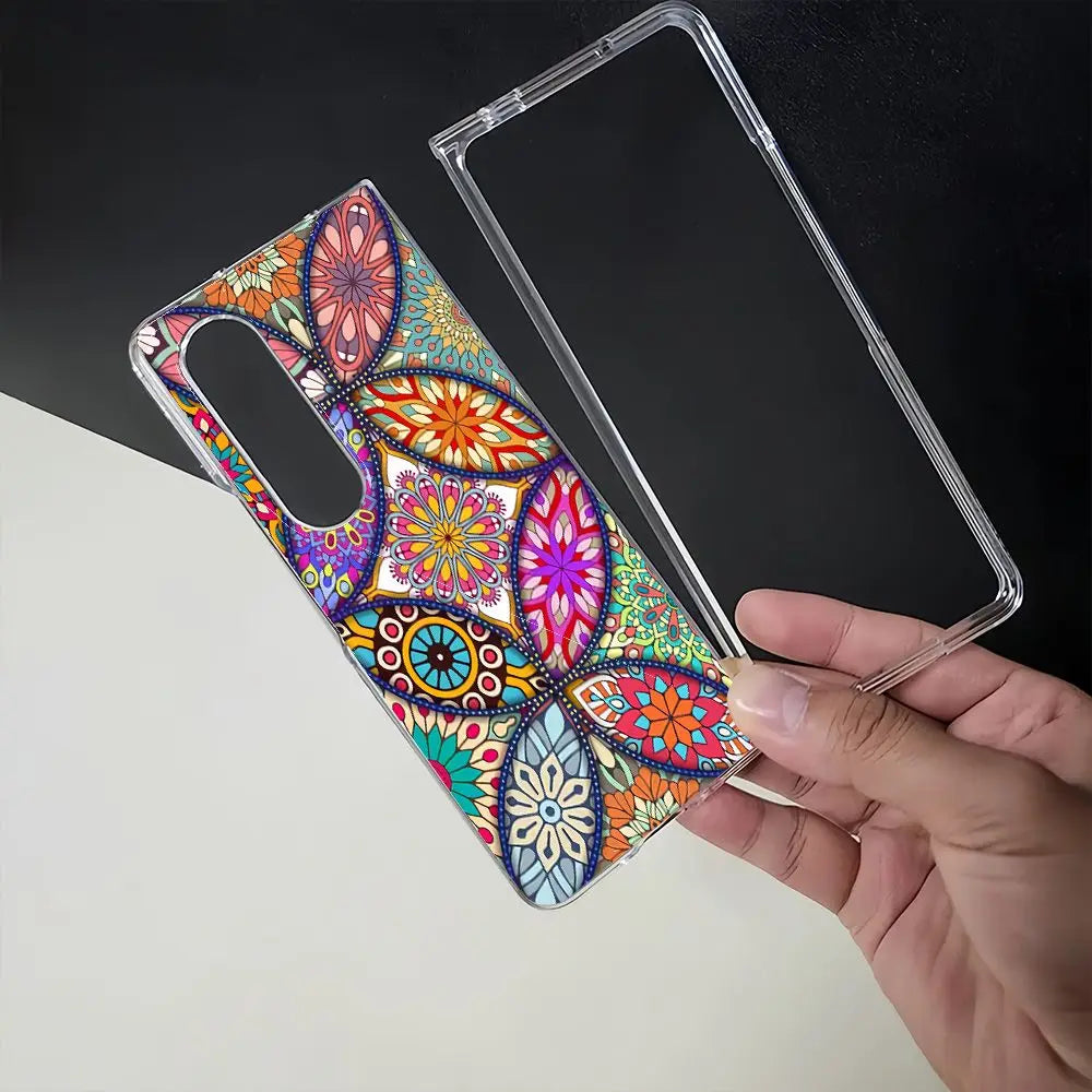 Persian Carpet Floral Pattern Phone Case For Samsung Galaxy Z Fold 7 6 Fold 5 ZFold 4 3 2 ZFold SE W26 W25 Folding Clear Cover