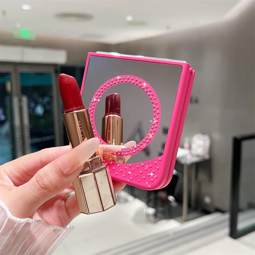 For Magsafe Glitter Diamond Magnetic Case For Samsung Z Flip 6 5 flip 4 3 flip6 zflip6 5G Wireless Charging Make Up Mirror Cover