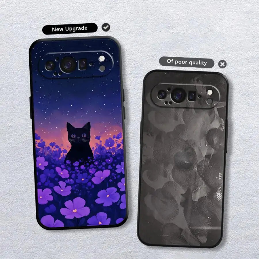 Funda Phone Cover Case for Google Pixel 10A 6 7 8 Pro 10 9 Pro XL 6a 7a 9a 8a Cartoon Night Sky Cat