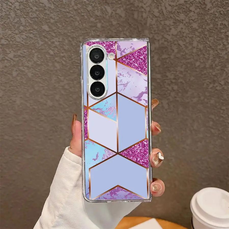 Case for Samsung Galaxy ZFold6 ZFold3 ZFold4 ZFold5 Z Fold 7 6 5 4 3 ZFold7 Transparent Soft Phone Cover Marble