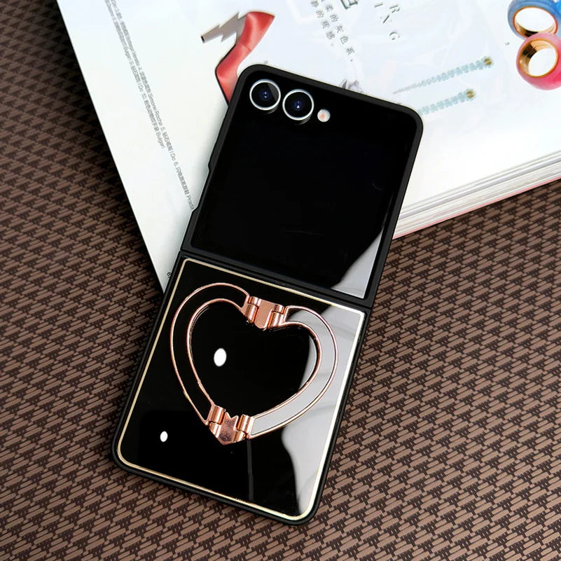 Acrylic Love Bracket Finger Ring Holder Phone Case For Samsung Galaxy Z Flip 7 flip7 Slim Protection Cover