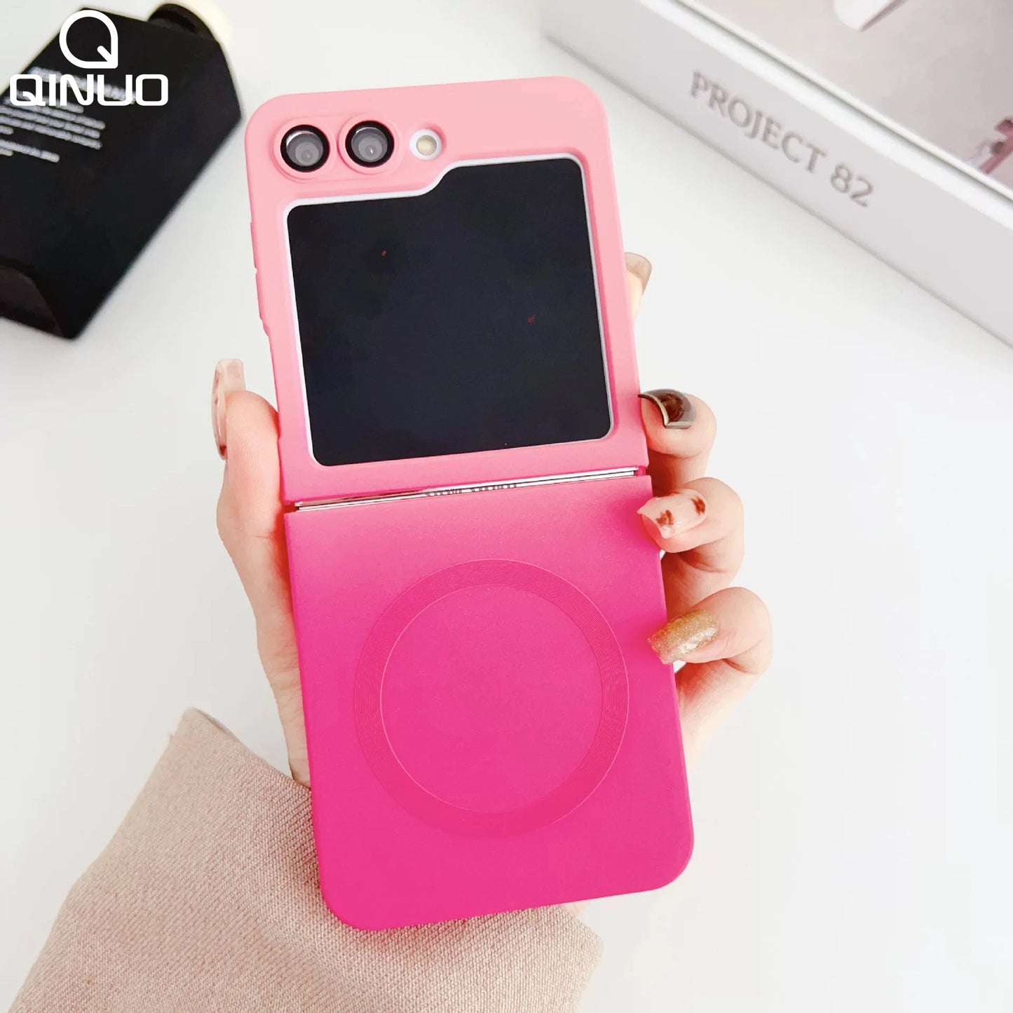 Gradient Dual Color Magnetic Soft Case For Samsung Galaxy Z Flip 6 5 4 3 For Magsafe Lens Film Protection Wireless Charge Cover