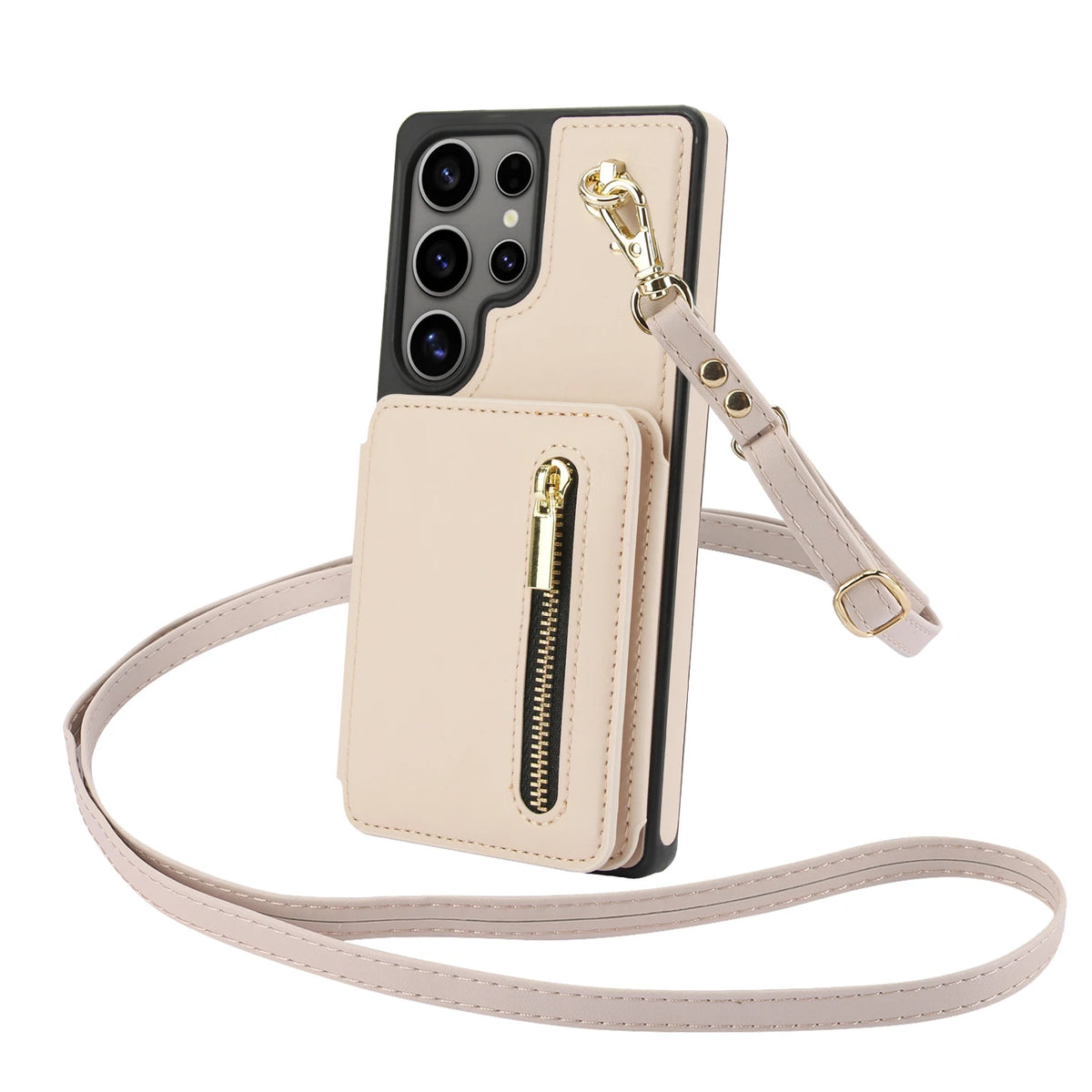 Crossbody Zipper Cards Solt Leather Case For Samsung Galaxy S25 Ultra S24 S23 S22 Plus A16 A26 A36 Kickstand Lanyard Purse Cover
