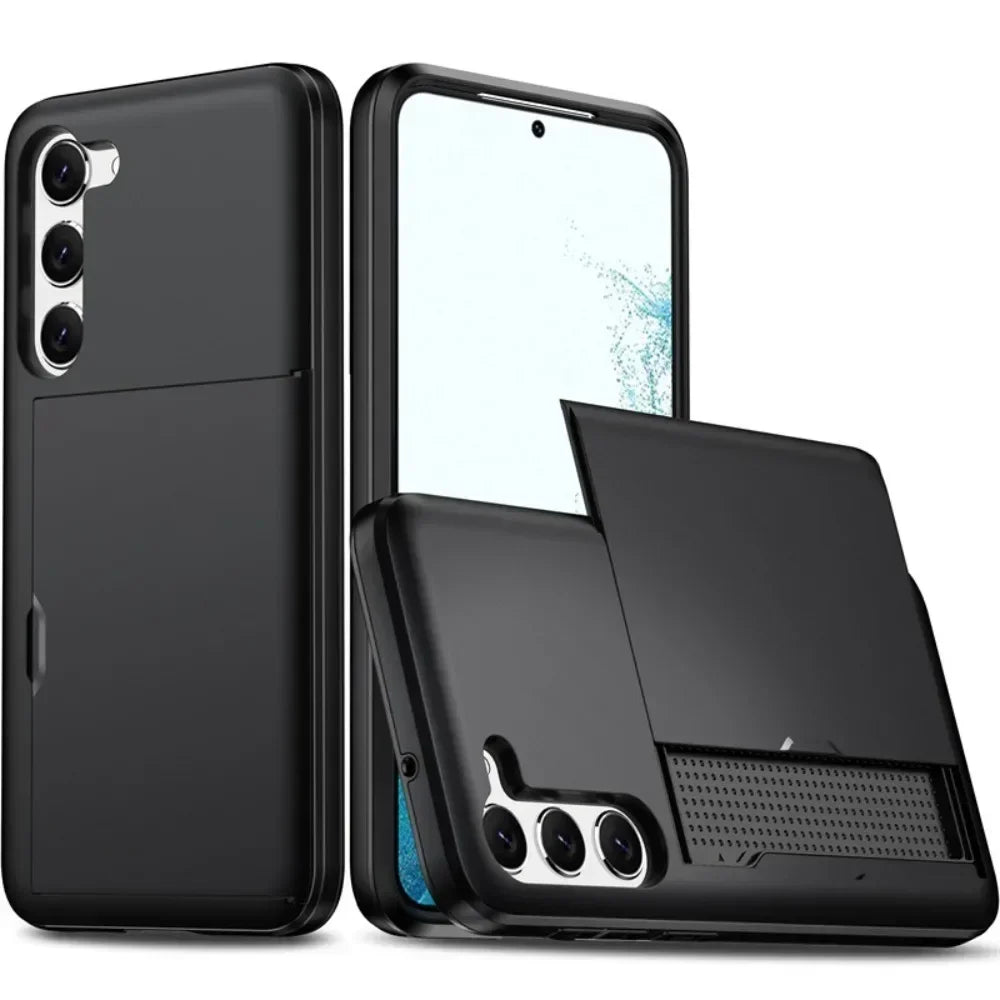 For Samsung Galaxy S25 S24 Ultra S22 Plus S23 S21 S20 FE Note 20 A17 A55 Wallet Cover Card Holder Slot Shockproof Phone Case