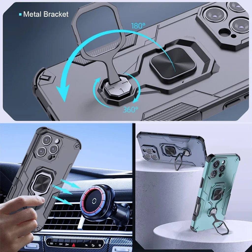 Metal Bracket Case For Motorola Edge 60 Pro 60 Fusion 60 STYLUS Phone Case With Holder Protective Cover Bumper Fundas Coque