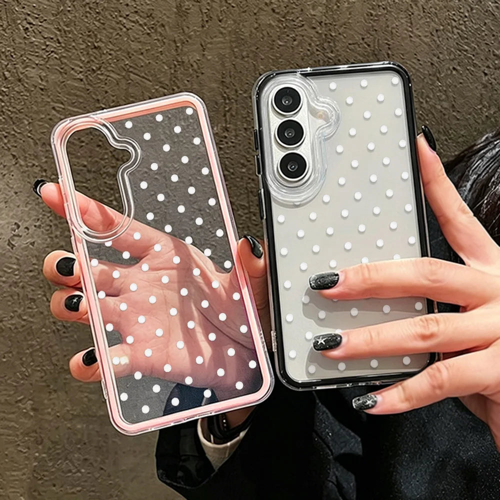 Cute Polka Dot Phone Case For Samsung A56 5g A57 S26 Ultra A55 A35 A34 A25 A07 A16 A37 A17 A53 A06 A05 S23 S24 S25 Glossy Cover