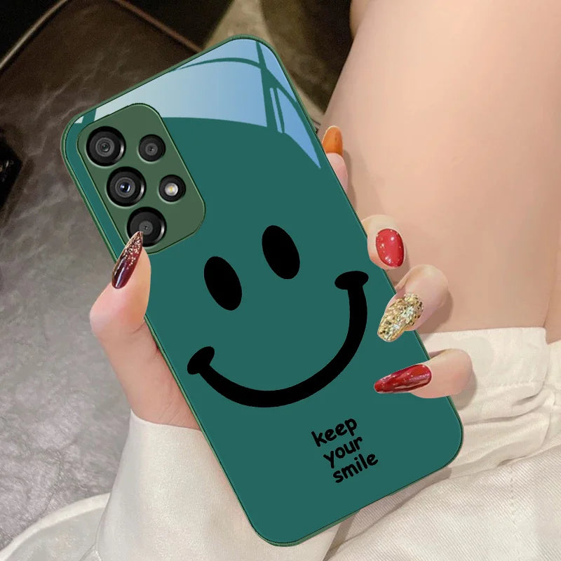 Tempered Glass Phone Case For Samsung Galaxy S10 4G S20 11E 30 S21 21Fe 22 Pro S23 Ultra 5G S8 S9 Plus Keep Your Smile