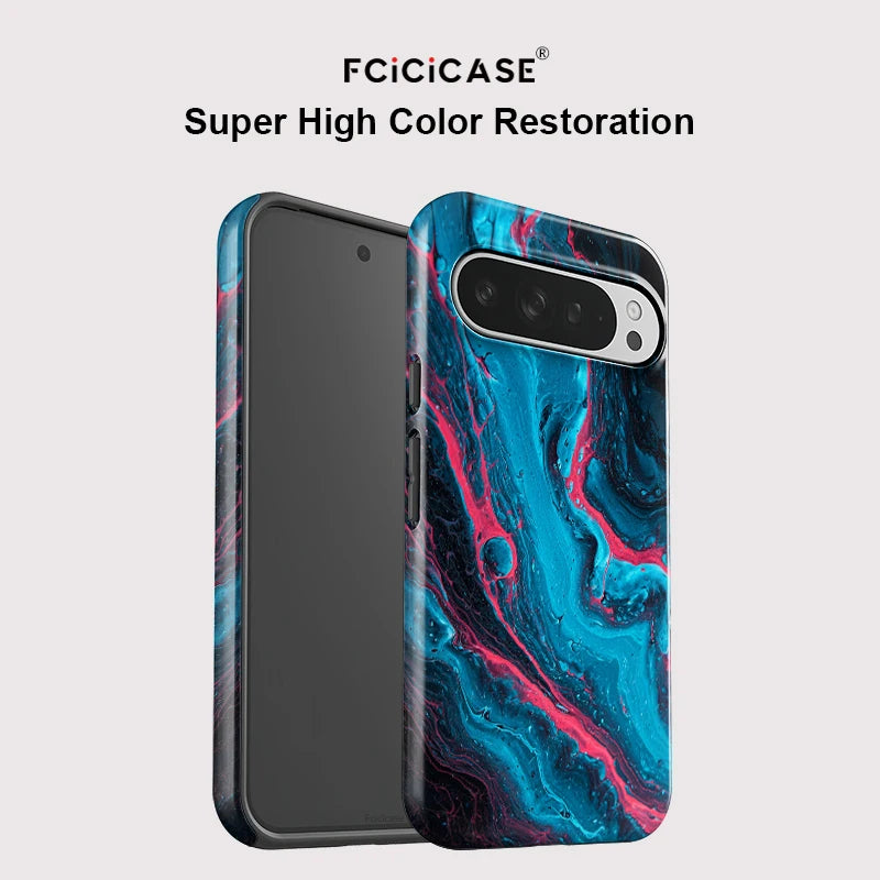 Fcicicase Acrylic Matte Phone Case For Google Pixel 10A 8A 7A 9 10 Pro XL 8 9 10 Pro Marble Painting Dual Layer Matte Cover