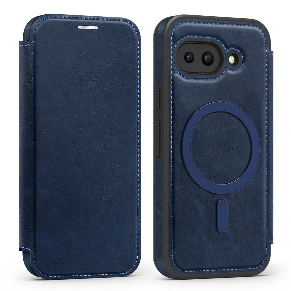 Luxury Flip Magnetic Slot Card Holder Leather Magnet Phone Case For Google Pixel 10 8 9 Pro XL 9A Solid Color Business Cover