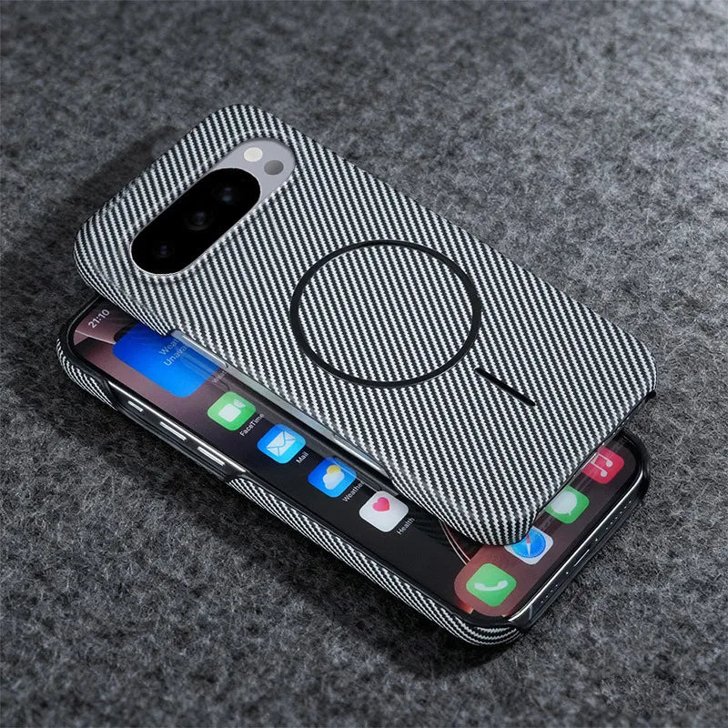 For Magsafe Magnetic Hard PC Case for Google Pixel 11 10 9 Pro XL 10A 9A Pro Slim Half-pack Carbon Fiber Texture Cover
