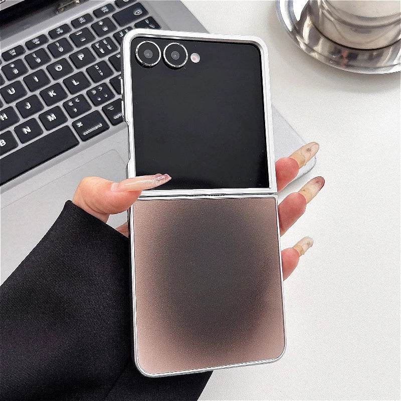 Stylish Color Collision Glossy Case For Samsung Galaxy Z Flip 3 4 5 6 7 5G ZFlip7 FE Flip6 5G Gradient Color Back Cover Funda
