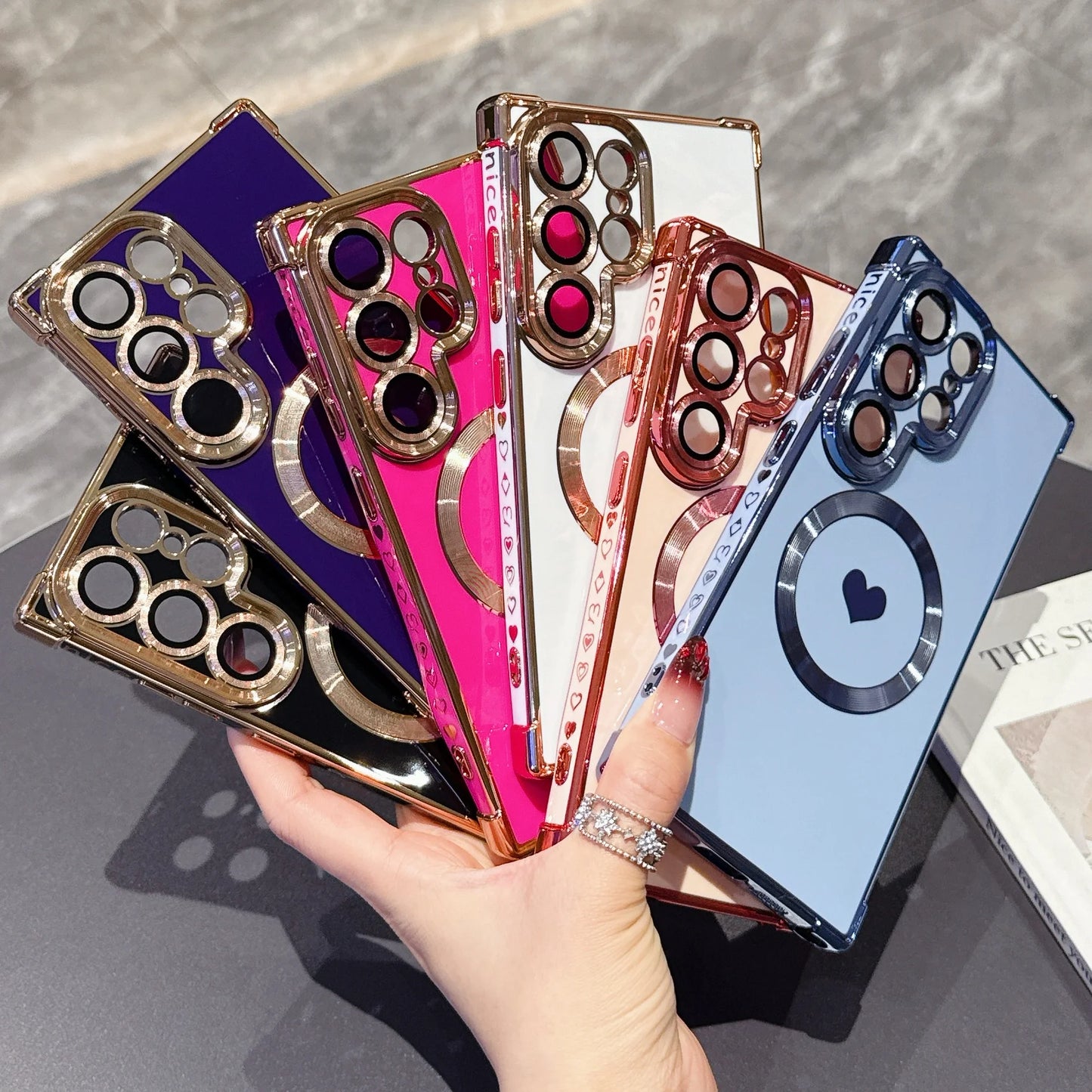 Lovely Heart Phone Case For Samsung Galaxy S26 Ultra Magnetic Wireless Charging Phone Cover For Samsung S25 Ultra S24Ultra Shell
