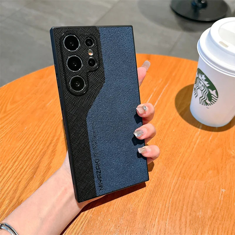 Luxury Splicing Leather Texture Phone Case for Samsung Galaxy S25 S24 S23 S22 S21 Ultra Plus A73 A72 A56 A55 Shockproof Cover
