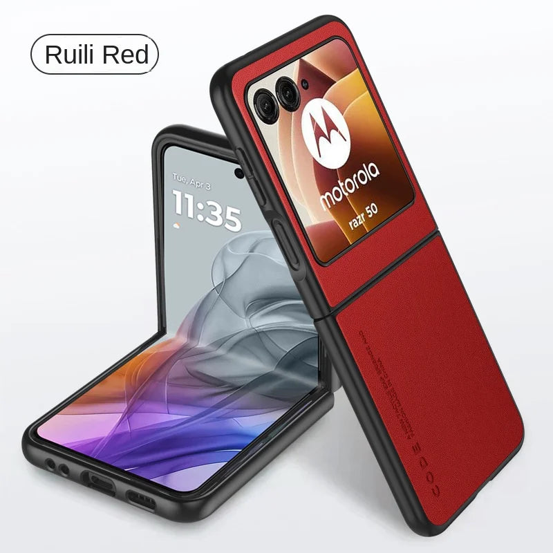 Luxury Premium Leather Cover For Motorola Razr 50 Ultra Moto Razr50 50Ultra 2024 Razr40 2023 Shockproof Hard Plastic Phone Case