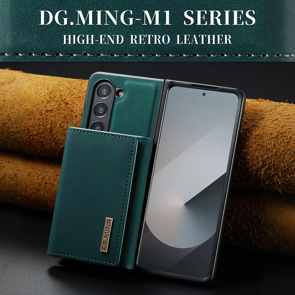 Kickstand Leather Wallet Case Magnetic Phone Case for Samsung Galaxy Z Fold 7 6 5 4 3 Phone Cover Tri-fold Cards Bag Back Shell